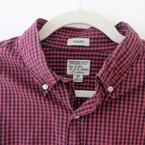 J.Crew Classic Secret Wash Organic Cotton Checked Button Down Shirt